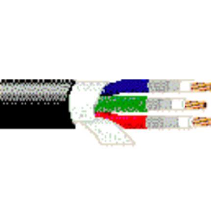 Belden Cable 1406B J5C1000 | RGB-Video-Koaxialkabel, 3–26 AWG Litzenleiter aus blankem Kupfer, Isolierung aus HDPE-Schaum, Duofoil® +95 % verzinnter Kupfergeflechtschirm, innere PVC-Ummantelung, flexible PVC-Ummantelung