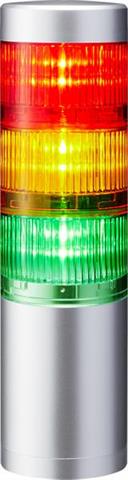 PATLITE LR6-302WJNU-RYG | Signalsäule, silber, 3 Etagen, 24 VDC, 60 mm, Direktmontage, Kabel