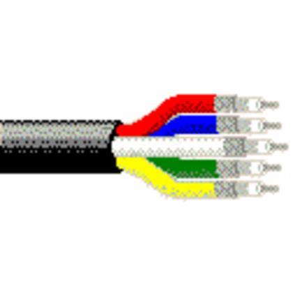 Belden Cable 1417B J5C1000 | RGB-Video-Koaxialkabel, 5–26 AWG verseilte blanke Kupferleiter, Isolierung aus HDPE-Schaum, Duofoil® +95 % verzinnter Kupfergeflechtschirm, innere PVC-Ummantelung, flexible PVC-Ummantelung
