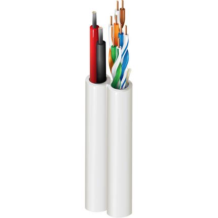 Belden Cable 5288US 0101000 | PTZ-Kabel (Steuerung + Stromversorgung), Riser-CMR, Cat5e 4–24 AWG massive blanke Kupferdatenpaare mit Polyolefin-Isolierung, 2–16 AWG verseilte blanke Kupferleiter mit PVC-Isolierung, siamesischer PVC-Mantel