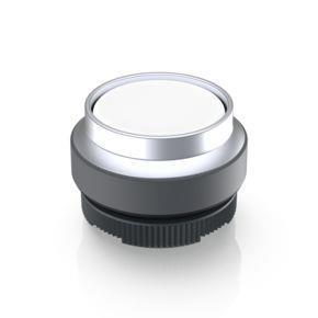 RAFI 1302704212200 | RAFIX 22 FS + , Leuchtdrucktaster, Frontring vorstehend, Bund rund, tastend, Frontring silbermetallic, Blende weiß