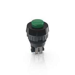 RAFI 1100010110507 | Drucktaster, 15.2 mm, Flachstecker, tastend, 1 S, Blende grün