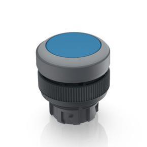 RAFI 1302400011608 | RAFIX 22 QR, Leuchtdrucktaster, Blende flach, Bund rund, tastend, Frontring lichtgrau, Blende blau