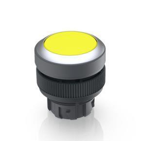 RAFI 1302400211400 | RAFIX 22 QR, Leuchtdrucktaster, Blende flach, Bund rund, tastend, Frontring silbermetallic, Blende gelb