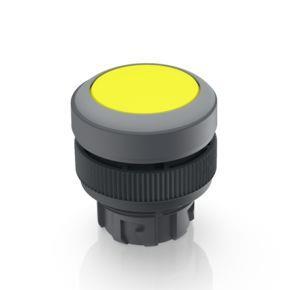 RAFI 1302400011408 | RAFIX 22 QR, Leuchtdrucktaster, Blende flach, Bund rund, tastend, Frontring lichtgrau, Blende gelb