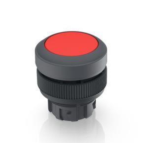 RAFI 1302401010307 | RAFIX 22 QR, Drucktaster, Blende flach, Bund rund, tastend, Frontring schiefergrau, Blende rot