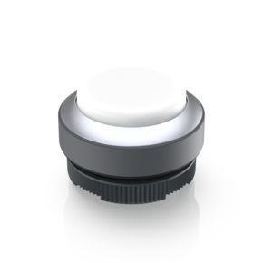 RAFI 1302702212200 | RAFIX 22 FS + , Leuchtdrucktaster, Blende vorstehend, Bund rund, tastend, Frontring silbermetallic, Blende weiß