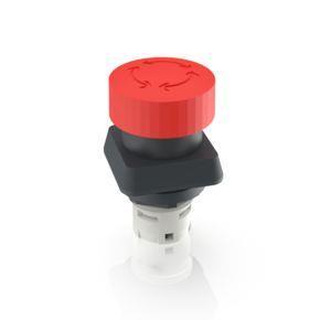 RAFI 1300741010301 | RAFIX 16, Not-Halt, Bund quadratisch, Rückstellung durch Drehen, Pilzkopf rot