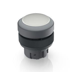 RAFI 1302400051008 | RAFIX 22 QR, Leuchtdrucktaster mit Schutzkappe, Blende flach, Bund rund, tastend, Frontring lichtgrau, Blende weiß