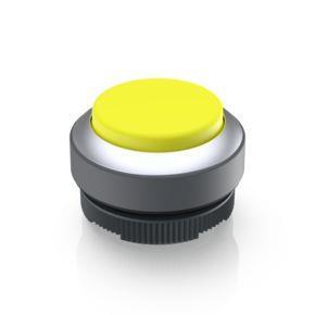 RAFI 1302702212400 | RAFIX 22 FS + , Leuchtdrucktaster, Blende vorstehend, Bund rund, tastend, Frontring silbermetallic, Blende gelb