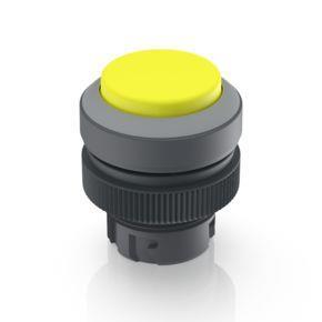 RAFI 1302402011408 | RAFIX 22 QR, Leuchtdrucktaster, Blende vorstehend, Bund rund, tastend, Frontring lichtgrau, Blende gelb