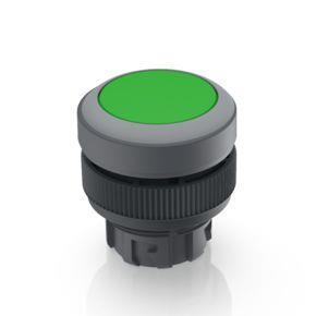 RAFI 1302401110508 | RAFIX 22 QR, Drucktaster, Blende flach, Bund rund, rastend, Frontring lichtgrau, Blende grün