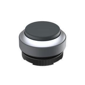 RAFI 1302702310100 | RAFIX 22 FS + , Drucktaster, Blende vorstehend, Bund rund, rastend, Frontring silbermetallic, Blende schwarz