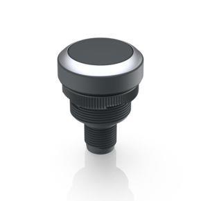 RAFI 1100110010110 | RAMO 22 T, M12, Bund rund, tastend, Frontring silbermetallic, 1 S, Blende schwarz