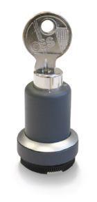 RAFI 1302758110000 | RAFIX 22 FS+, Schlüsselschalter SSG10, Bund rund, Frontring silbermetallic, 1 x 90°, 1 x 40°, rastend / tastend, Abzugsstellung 0