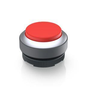 RAFI 1302702312300 | RAFIX 22 FS + , Leuchtdrucktaster, Blende vorstehend, Bund rund, rastend, Frontring silbermetallic, Blende rot