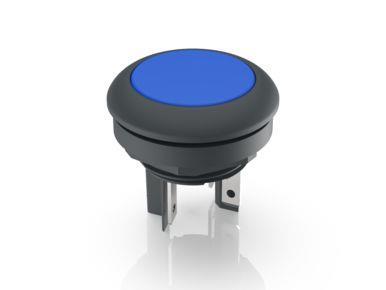 RAFI 1152100010601 | LUMOTAST 16, Drucktaster, Bund rund, tastend, Frontring schwarz, 1 S, Blende blau