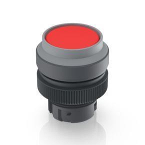 RAFI 1302405010308 | RAFIX 22 QR, Drucktaster, Frontring vorstehend, Bund rund, tastend, Frontring lichtgrau, Blende rot