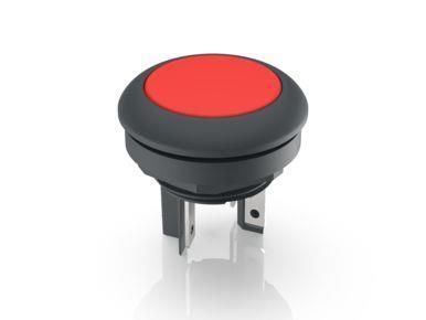 RAFI 1152101112301 | LUMOTAST 16 , Leuchtdrucktaster 5V, Bund rund, tastend, Frontring schwarz, 1 S, Blende rot