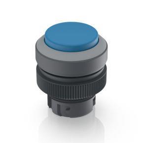 RAFI 1302402011608 | RAFIX 22 QR, Leuchtdrucktaster, Blende vorstehend, Bund rund, tastend, Frontring lichtgrau, Blende blau