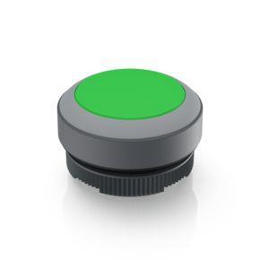 RAFI 1302700012508 | RAFIX 22 FS + , Leuchtdrucktaster, Blende flach, Bund rund, tastend, Frontring lichtgrau, Blende grün