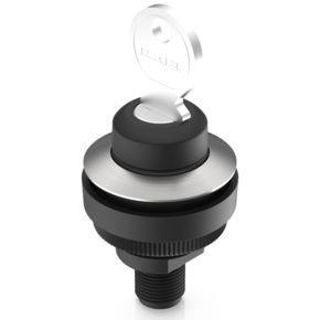 RAFI 1110510050000 | RAMO 30 K, M12, Bund rund, 2 S, Gold, M12 4-polig A-kodiert, Frontring Edelstahl, 2 x 90°, rastend, Abzugsstellung 0