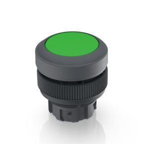 RAFI 1302400111507 | RAFIX 22 QR, Leuchtdrucktaster, Blende flach, Bund rund, rastend, Frontring schiefergrau, Blende grün