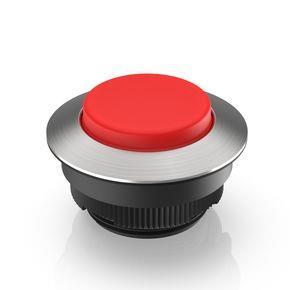 RAFI 1302902212300 | RAFIX 30 FS+, Leuchtdrucktaster, Bund rund, Blende vorstehend, tastend, Frontring Edelstahl, Blende rot