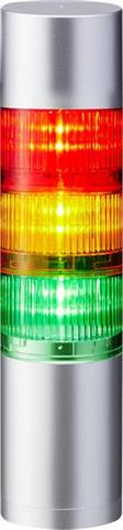 PATLITE LR6-302WJBU-RYG | Signalsäule, silber, 3 Etagen, 24 VDC, 60 mm, Direktmontage, Kabel