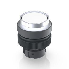 RAFI 1302404211000 | RAFIX 22 QR, Leuchtdrucktaster, Frontring vorstehend, Bund rund, tastend, Frontring silbermetallic, Blende weiß