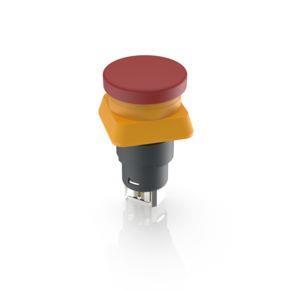 RAFI 1151540160301 | LUMOTAST 25, Not-Halt-Taster, 2 Ö, Gold, Stiftleiste / Steckfassung, Rückstellung durch Ziehen, Pilzkopf rot