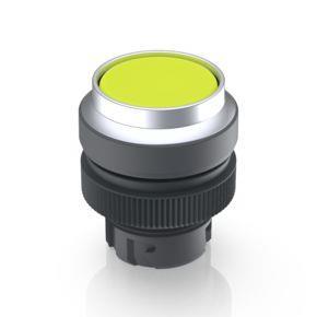 RAFI 1302404211400 | RAFIX 22 QR, Leuchtdrucktaster, Frontring vorstehend, Bund rund, tastend, Frontring silbermetallic, Blende gelb