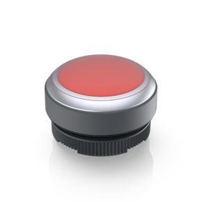 RAFI 1302700052308 | RAFIX 22 FS + , Leuchtdrucktaster mit Schutzkappe, Bund rund, tastend, Frontring lichtgrau, Blende rot