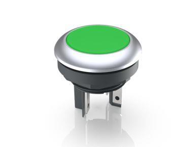 RAFI 1152100210500 | LUMOTAST 16, Drucktaster, Bund rund, tastend, Frontring silbermetallic, 1 S, Blende grün