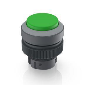 RAFI 1302402011508 | RAFIX 22 QR, Leuchtdrucktaster, Blende vorstehend, Bund rund, tastend, Frontring lichtgrau, Blende grün