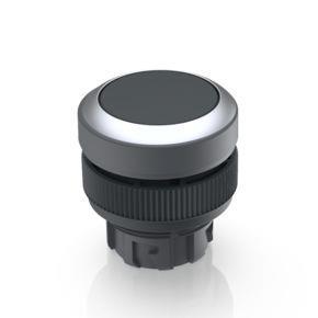 RAFI 1302401310100 | RAFIX 22 QR, Drucktaster, Blende flach, Bund rund, rastend, Frontring silbermetallic, Blende schwarz