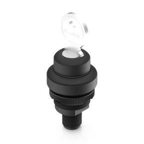 RAFI 1100510020001 | RAMO 22 K, M12, Bund rund, 2 S, Gold, M12 4-polig A-kodiert, Frontring schwarz, 2 x 40°, tastend, Abzugsstellung 0