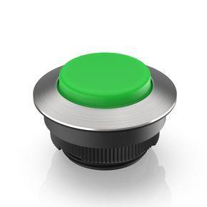 RAFI 1302902212500 | RAFIX 30 FS+, Leuchtdrucktaster, Bund rund, Blende vorstehend, tastend, Frontring Edelstahl, Blende grün