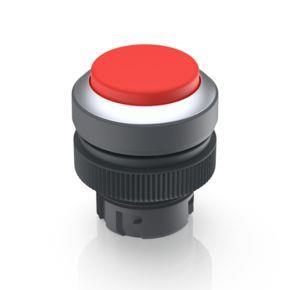 RAFI 1302402311300 | RAFIX 22 QR, Leuchtdrucktaster, Blende vorstehend, Bund rund, rastend, Frontring silbermetallic, Blende rot