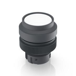 RAFI 1302404011007 | RAFIX 22 QR, Leuchtdrucktaster, Frontring vorstehend, Bund rund, tastend, Frontring schiefergrau, Blende weiß