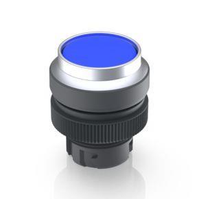 RAFI 1302404211600 | RAFIX 22 QR, Leuchtdrucktaster, Frontring vorstehend, Bund rund, tastend, Frontring silbermetallic, Blende blau