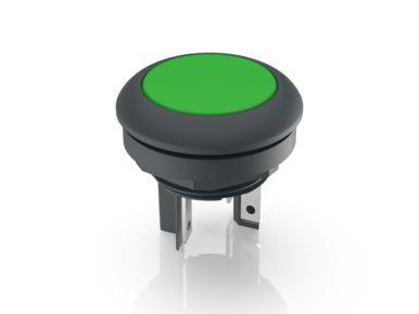 RAFI 1152100010501 | LUMOTAST 16, Drucktaster, Bund rund, tastend, Frontring schwarz, 1 S, Blende grün