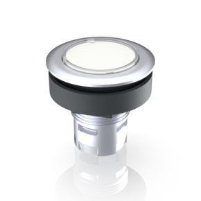 RAFI 1300902620200 | RAFIX 16 F, Drucktaster, Blende flach, Bund rund, Frontring silbermetallic, Blende weiß