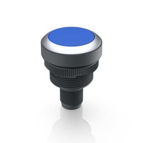 RAFI 1100110010660 | RAMO 22 T, M12, Bund rund, tastend, Frontring silbermetallic, 1 S, Blende blau