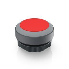 RAFI 1302700012308 | RAFIX 22 FS + , Leuchtdrucktaster, Blende flach, Bund rund, tastend, Frontring lichtgrau, Blende rot