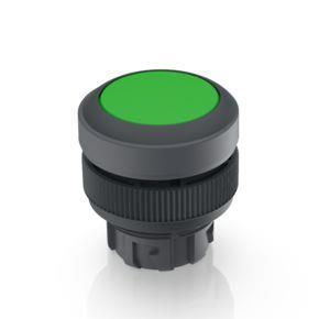 RAFI 1302401010501 | RAFIX 22 QR, Drucktaster, Blende flach, Bund rund, tastend, Frontring schwarz, Blende grün