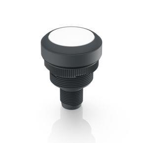 RAFI 1100110010221 | RAMO 22 T, M12, Bund rund, tastend, Frontring schwarz, 1 S, Blende weiß