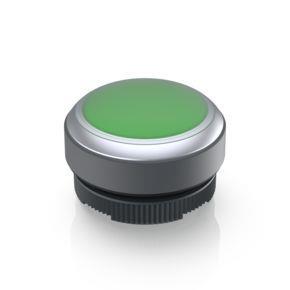 RAFI 1302700052508 | RAFIX 22 FS + , Leuchtdrucktaster mit Schutzkappe, Bund rund, tastend, Frontring lichtgrau, Blende grün
