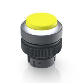 RAFI 1302402211400 | RAFIX 22 QR, Leuchtdrucktaster, Blende vorstehend, Bund rund, tastend, Frontring silbermetallic, Blende gelb