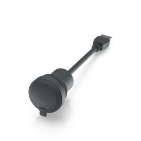 RAFI 1100990020011 | RAMO 22 F, USB, Bund rund, Frontring schwarz, USB 3.0 Typ A mit Kabel 55 cm